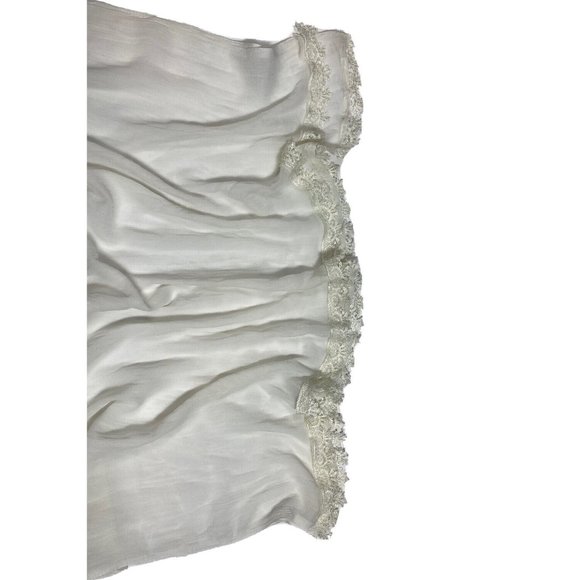 Vintage Real Silk Drapery Textile Fabric Sheer Off-White Lace Trim Runner Decor - Picture 2 of 9